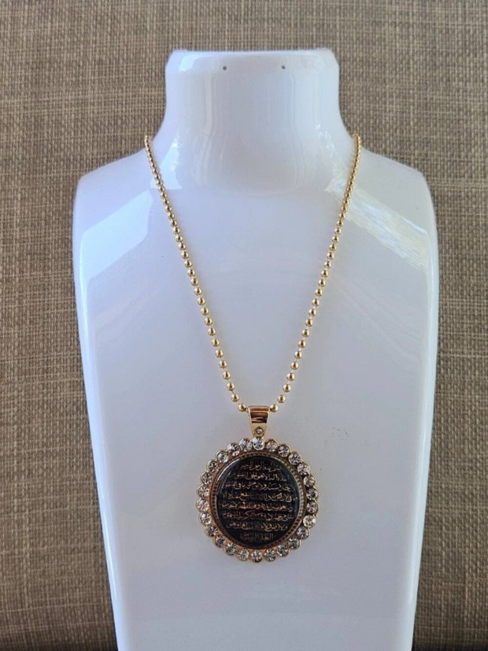 Aytul Qursi Necklace Cabochon Round Pendant Religious Fashion Jewelry NEW - Picture 3 of 11